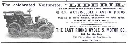 Werbung aus England 1901 - Autos