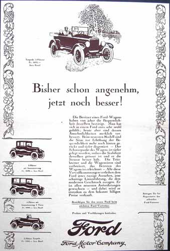 Schweizer Werbung Ford T 1926