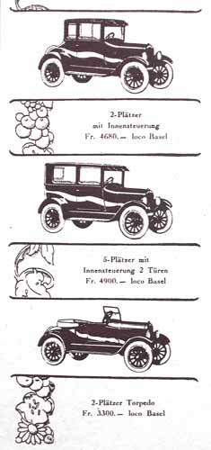 Schweizer Werbung Ford T 1926