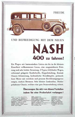 Schweizer Werbung Nash 1929